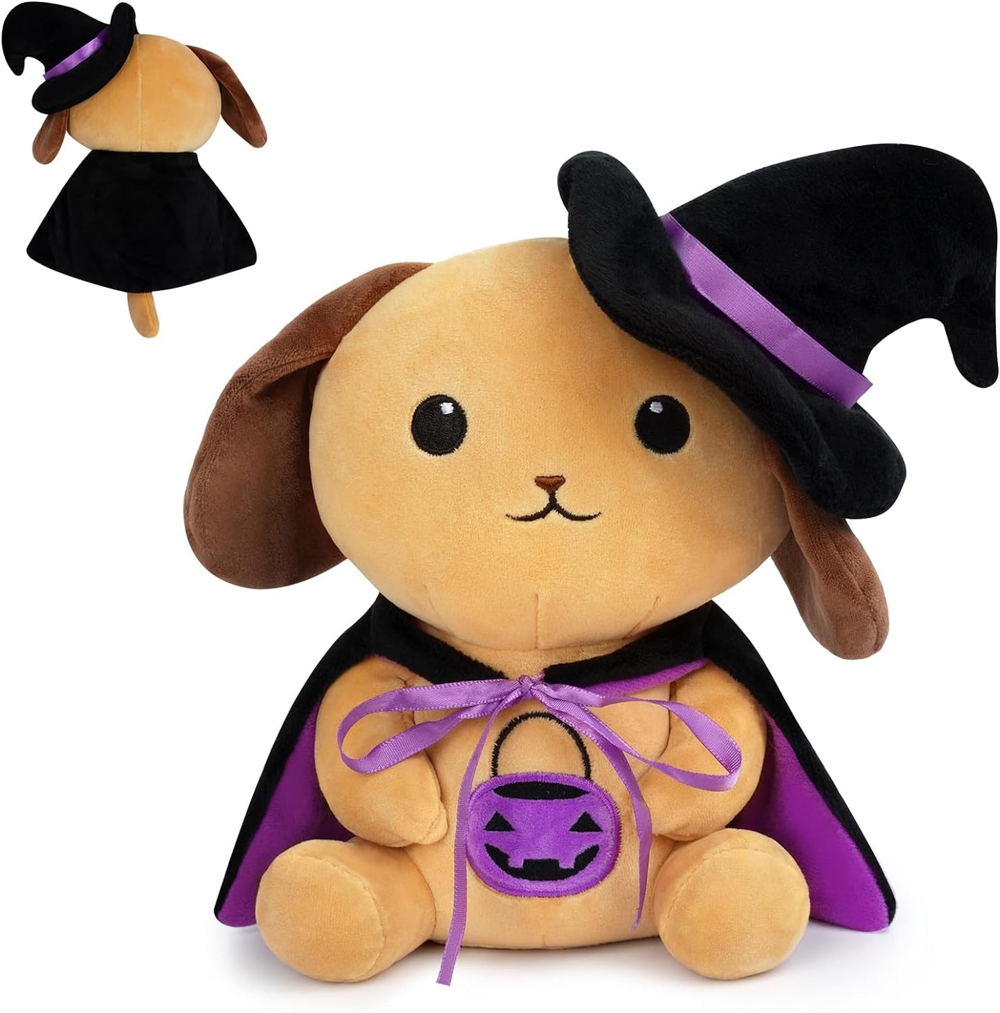 Halloween Plush Dog Stuffed Animal, 9inch Cute Dog Plush with Witch's Hat, Halloween Stuffed Animal Dog Plush, Halloween Plush for Kids,Halloween Home Decoration