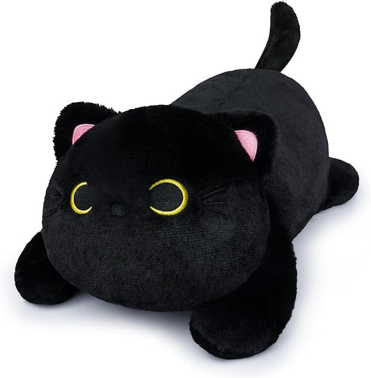 18in Weighted Stuffed Animals, Cute Weighted Black Cat Plush, Kawaii Cat Plush Toy, Soft Black Cat Weighted Plush Throw Pillow Gift for Kids Christmas