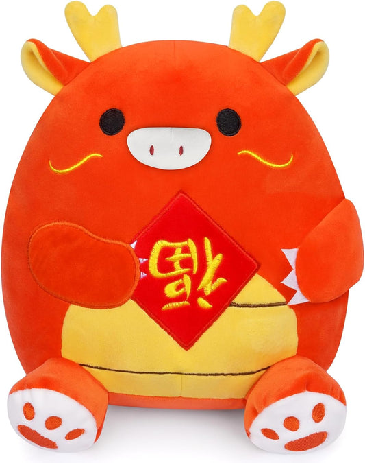 Chinese New Year Dragon Plush, 9inch Chinese Zodiac Dragon Stuffed Animal, 2024 Chinese New Year Decoration，New Year Gifts for Kids, Boys and Girls