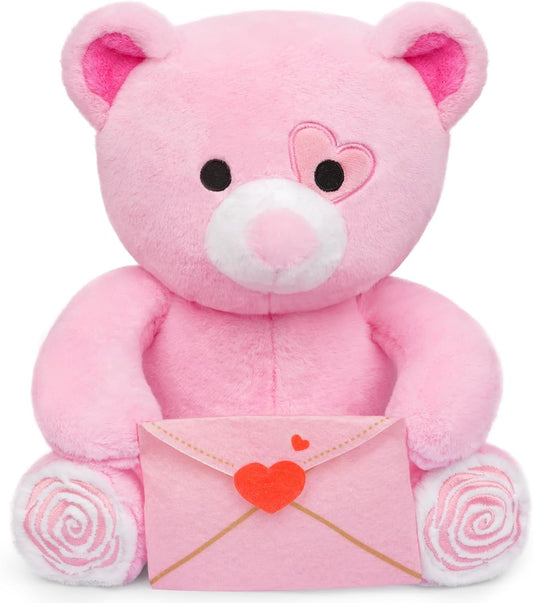 Pink Teddy Bear Plush Toy, Cute Valentine's Day Teddy Bear Stuffed Animal, Soft Stuffed Bear Doll Valentine's Day Gift for Girlfriends
