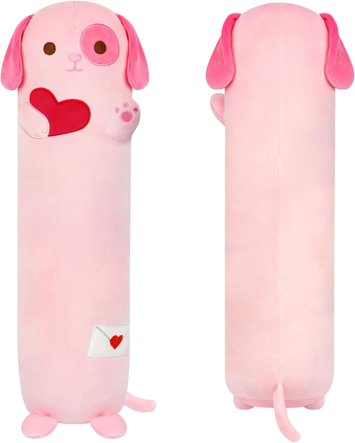 Long Dog Plush Body Pillow, 24" Valentine's Day Dog Stuffed Animal Throw Pillow, Kawaii Cartoon Long Dog Plush Toy, Soft Stuffed Dog Plush Doll Gift for Boys Girls Valentine's Day