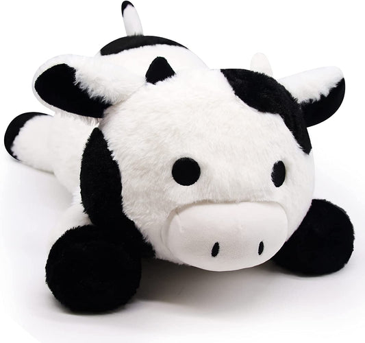 21" Weighted Cow Stuffed Animal, Soft Weighted Cow Plush Pillow Toys, Kawaii Black and White Weighted Plush Animals, Cute Plush Cow Throw Pillow Gifts for Kids & Adults, 1.3lbs