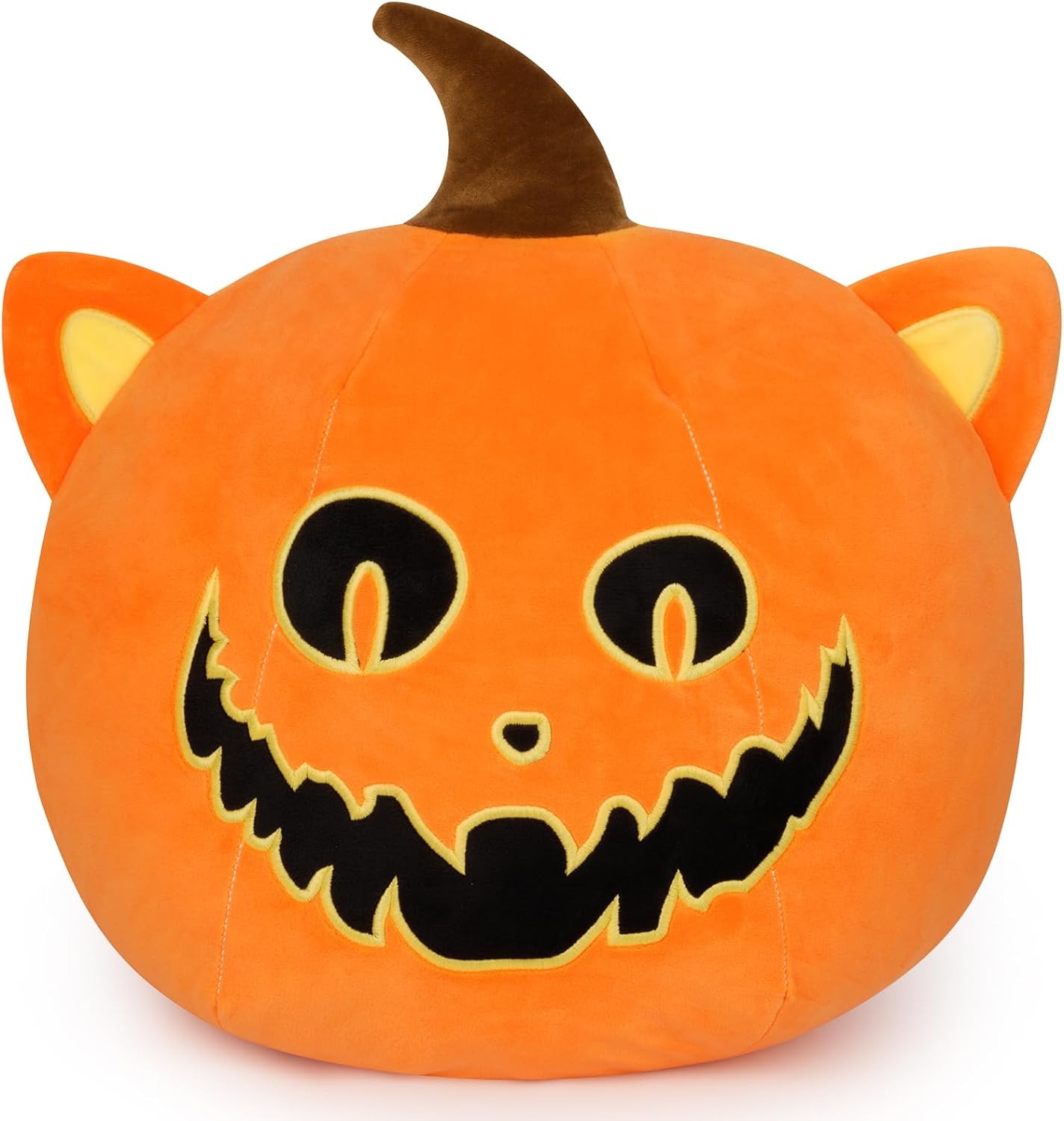 Halloween Stuffed Animal Pumpkin Plush Pillow, 15" Cute Pumpkin Cat Plush Toy, Kawaii Stuffed Pumpkin Plush, Soft Pumpkin Throw Pillow Doll Gift for Kids Birthday Halloween Decor