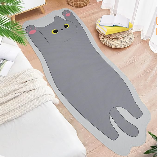 Cat Mat - Cute Doormat,Non-Slip Long Cat Rug for Sofa, Floor Rugs for Bedroom, Entrance,Living Room, Kitchen,Grey,24''x 63''
