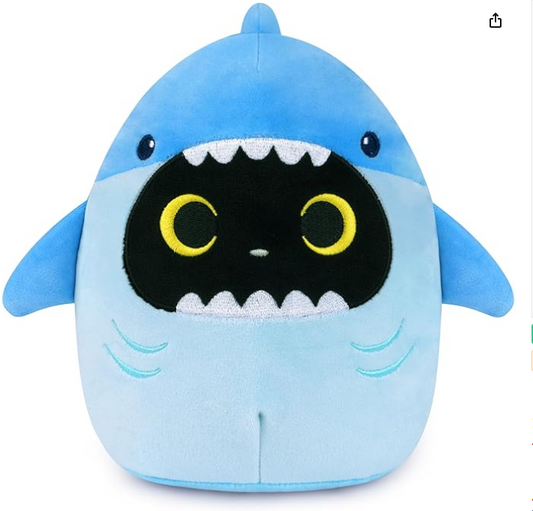 Black Cat Plush, Cute Shark Black Cat Stuffed Animal, Kawaii Soft Plush Toy for Kids, Great Birthday Gift Home Decor Toys Gift for Kids Girls Boys Adults (8 Inch)