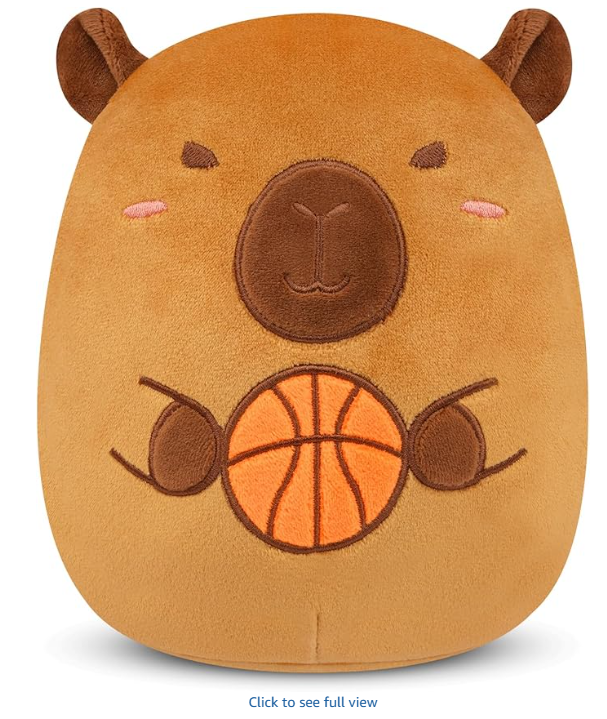 Capybara Stuffed Animal, 8inch Cute Basketball Capybara Plushies for Kids Soft Plush Pillow, Kawaii Capibaras Peluches Cuddly Sleeping Pillow Birthday Gifts for Boys and Girls,