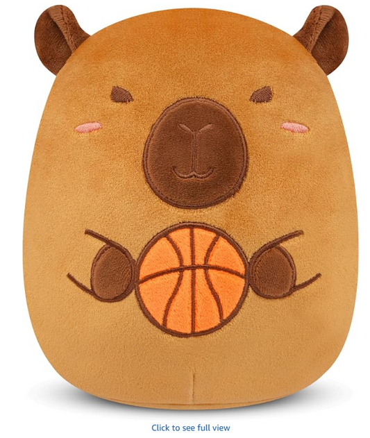 Capybara Stuffed Animal, 8inch Cute Basketball Capybara Plushies for Kids Soft Plush Pillow, Kawaii Capibaras Peluches Cuddly Sleeping Pillow Birthday Gifts for Boys and Girls,