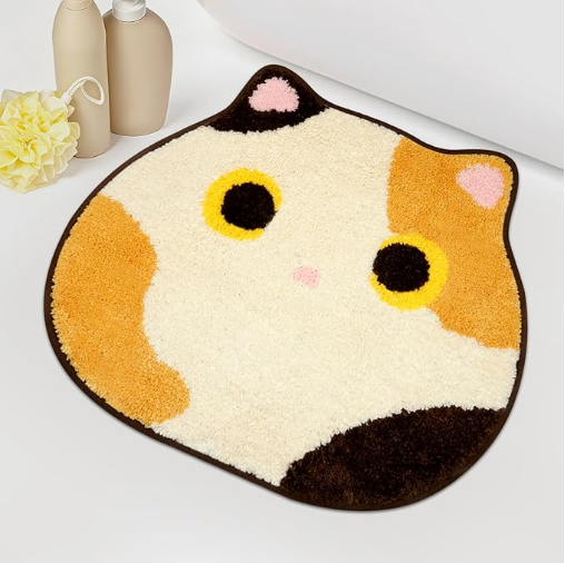 Bathroom Rug - Bathroom Mat,Calico Cat Rug,Soft Cat Bath Mat,Non Slip Bath Mats for Bathroom Kitchen Bedroom,Home Decorations(20 * 22inch)