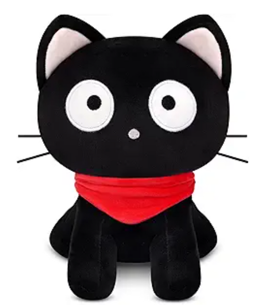 Black Cat Plush, 8In Cute Chocolate Cat Plushies, Kawaii Cat Stuffed Animal Toy with Red Scarf Design Plushies for Kids Girls Boys, Soft Stuffed Cat Doll for Birthday Gift