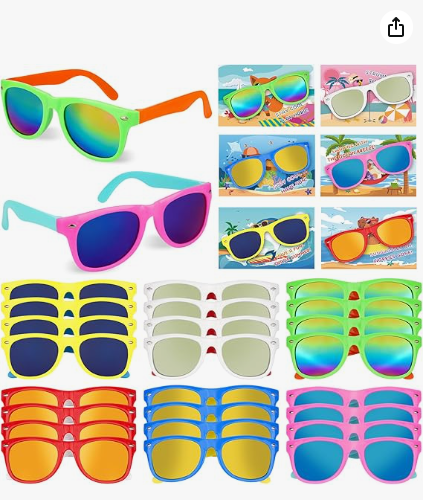 Kids Sunglasses Bulk Party Favors,24 Packs Boys Girls Sunglasses and Card for Kids Age 4-7 with UV 400 Protection, Party Favors Classroom Exchange Gift Birthday Goodie Bags Stuffers