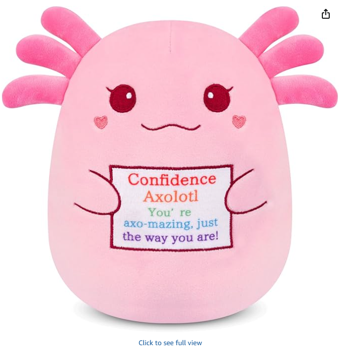 Pink Axolotl Stuffed Animal,8 inch Emotional Support Plush,Cute Emotional Support Confidence Axolotl,Soft Pink Plushie Toy Emotional Support Gifts for Family Friends Kids,Room Home Decor