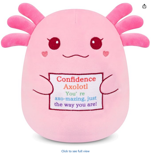 Pink Axolotl Stuffed Animal,8 inch Emotional Support Plush,Cute Emotional Support Confidence Axolotl,Soft Pink Plushie Toy Emotional Support Gifts for Family Friends Kids,Room Home Decor
