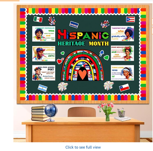 Hispanic Heritage Month Decorations,Hispanic Heritage Month Bulletin Board Inspirational Latin American Cutouts Kits, Spanish Bulletin Board Decor for School Home Chalkboard Wall