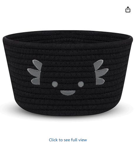 Small Storage Basket for Nursery, Cute Baby Cotton Rope Basket, Animal Storage Bins, Axolotl Decor Towel Decor Storage Cat Dog Bins, 8.6"D x 4.9"H IN