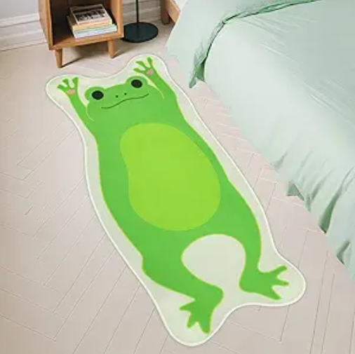 Frog Rug - Cute Long Cartoon Frog Bath Mat, Non-Slip Stretched Animal Rug, Frog Decor Floor Mat for Bathroom, Bedroom, Entrance