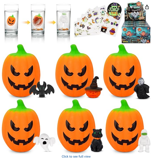Halloween Party Favors for Kids, 6 PCS Hatching Surprise Eggs with halloween tattoos, Water Growing Egg with Toys Inside, Halloween Classroom gifts for kids
