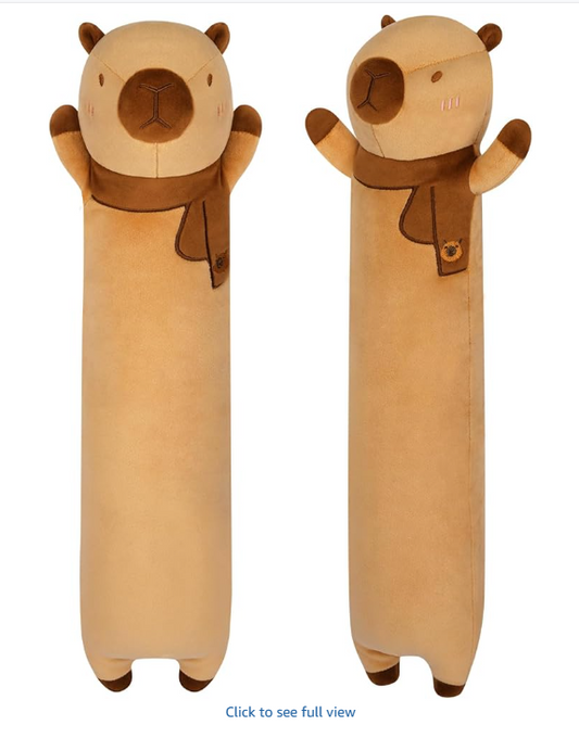 Capybara Plush, 18inch Soft Kids Body Pillow Stuffed Capybara Gift, Cute Big Scarf Capibara Plushies Sleeping Throw Pillow for Girls Boys Birthday Christmas