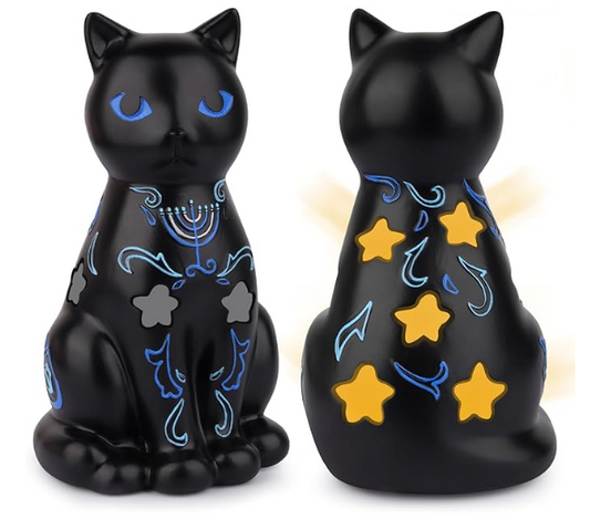 Hanukkah Figurine, Hanukkah Black Cat Statue, Black Cat Resin Statue, Indoor Decorations Figurine Jewish Gifts, Home Decor Party Display Decoration Favors