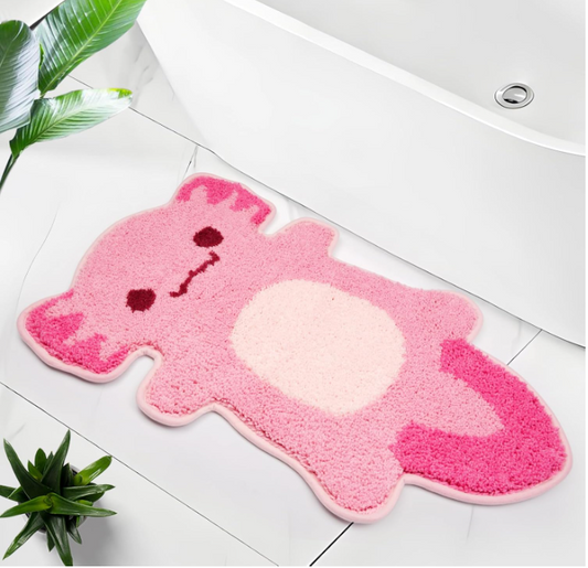 Axolotl Bathroom Rugs - Pink Bath Mat Animal Shaped Bath Mats for Kids & Adults, Soft Absorbent Funny Bathroom Carpet, Unique Gift for Axolotl Lovers (19"x30")
