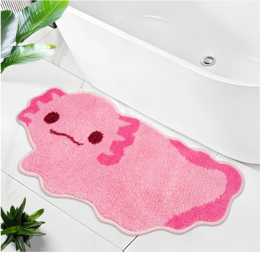 Axolotl Bath Mat - Non Slip Pink Bathroom Rugs, Cute Animal Shaped Bath Mats for Kids & Adults, Soft Absorbent Microfiber Bathroom Carpet, Funny Gift for Axolotl Lovers (15 x 34)