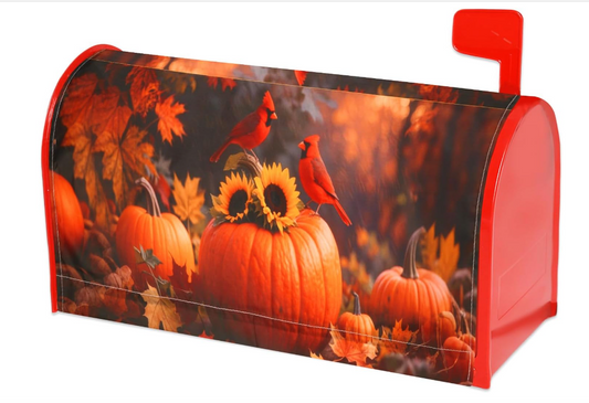 Fall Mailbox Covers Magnetic - Standard Size Mailbox Covers with Cardinal Pumpkin, Seasonal Fall Decor for Home Outdoor, Thanksgiving Day Decorations
