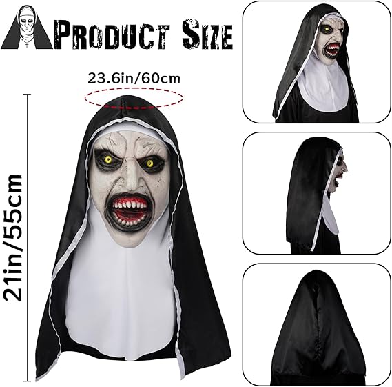 Halloween Nun Mask,Realistic Nun Mask with Full Head,Latex Mask Halloween Party Props（复制）