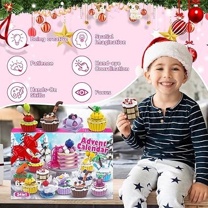 Kids Advent Calendar 2024 Building Blocks, 24 Days Christmas Calendar 24 Kinds of Cake Kids Blocks Advent Calendars Surprise Gift, Perfect Christmas Gifts for Kids Teens