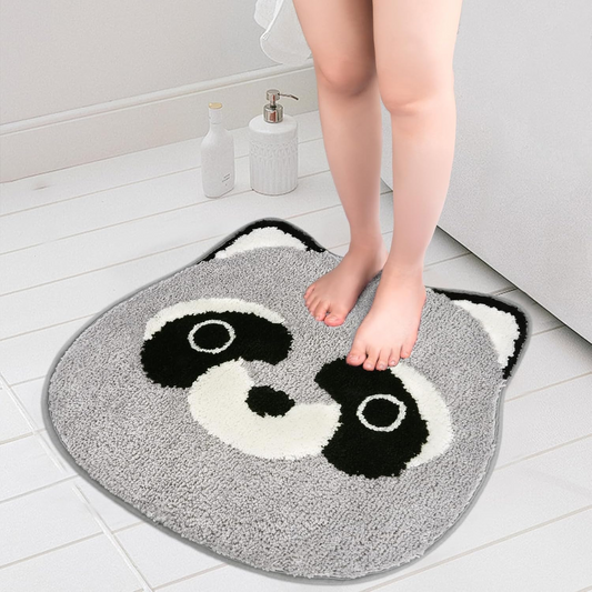 Bathroom Rug 20×22, Cute Bath Mat Soft and Absorbent Bathroom Rugs, Raccoon Non-Slip Bath Carpet, Machine Wash Dry