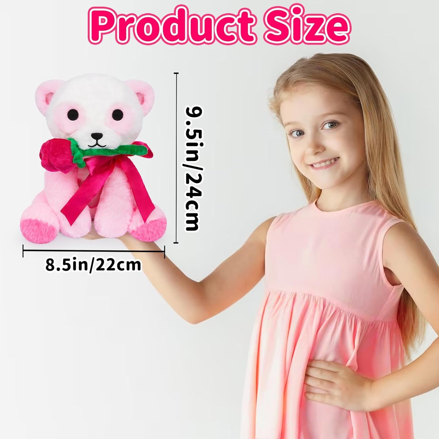 Panda Stuffed Animal, Valentine's Day Panda Plush Toy, Kawaii Valentine's Day Plush Stuffed Panda Animal Doll, Cute Plush Valentine's Day Gift for Kids Girl Boyfriends