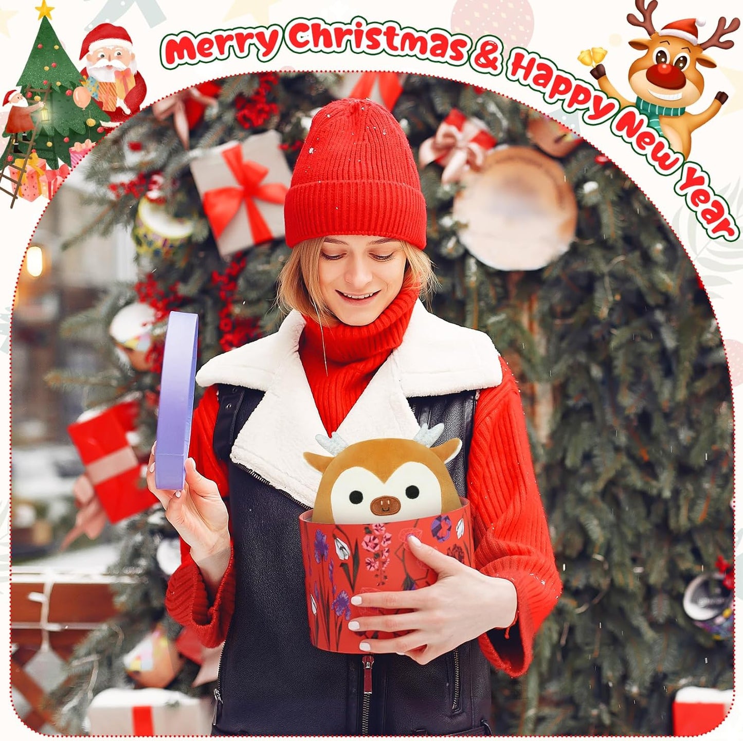 Christmas Elk Plush, Christmas Stuffed Animal Deer Plush Toys Elk Christmas Stuffed Toys, Soft Christmas Plush Elk Pillow for Kids Christmas Decor