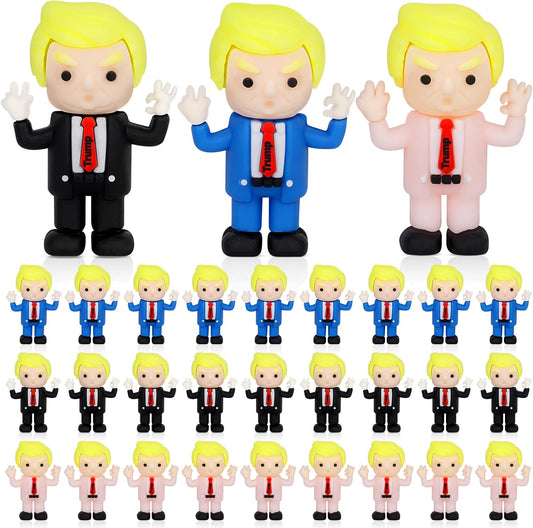 25Pcs DonaldTrump 2024 Toy Figure, TrumpPresidential PVC Mini Rubber Statue Little TrumFigurine, Novelty Gag Christmas Birthday Gift for TrumpFans, TrumpGift Car Desk Topper Decorations