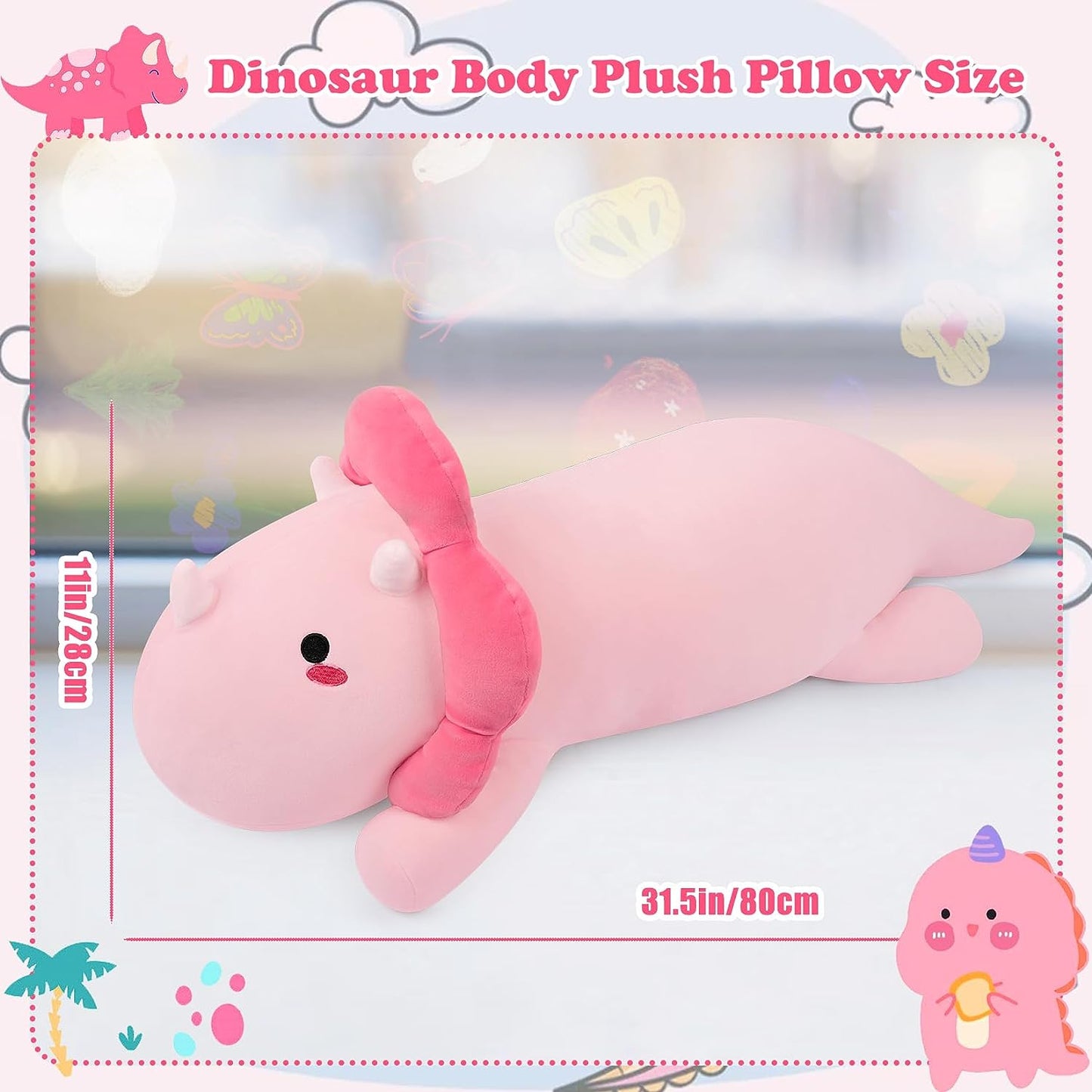 Pink Dinosaurs Body Plush Pillow