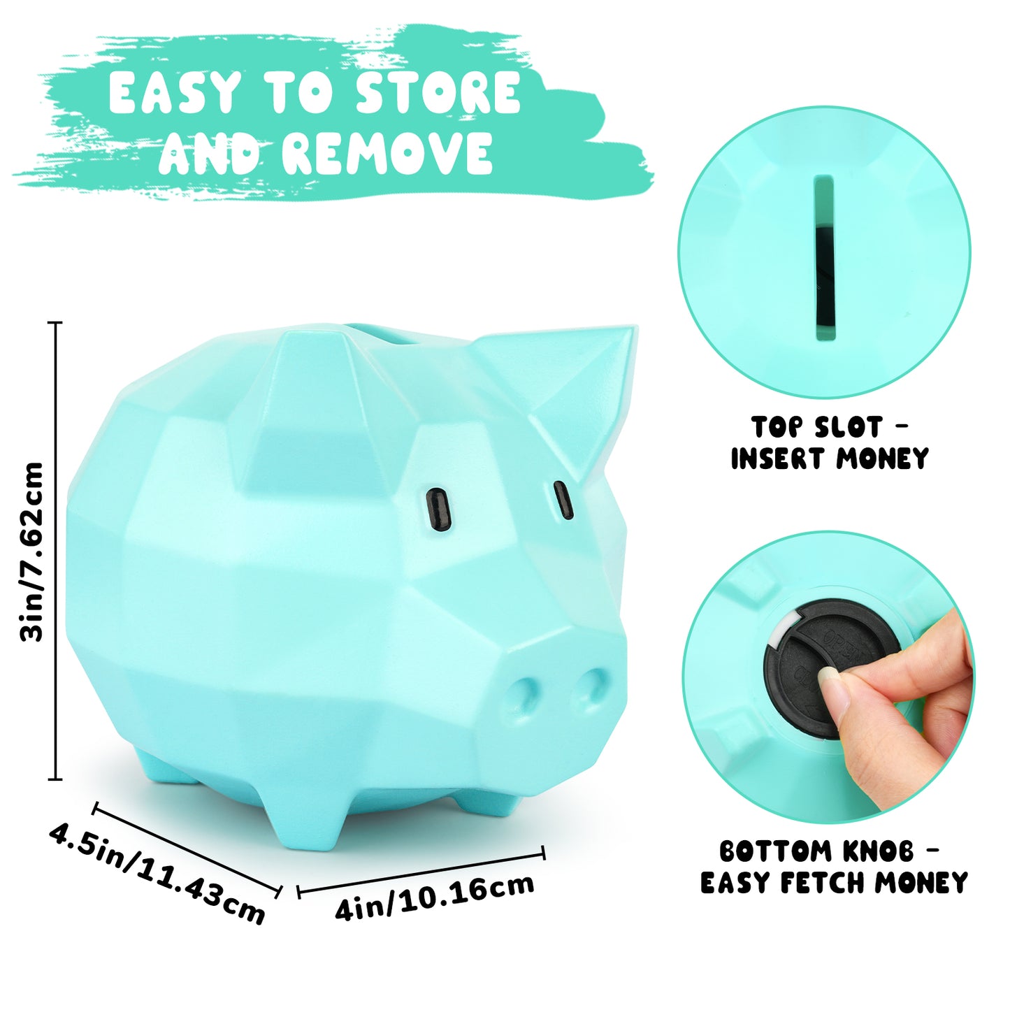 Piggy Bank for Kids, Unbreakable Plastic Piggy Bank Boys Cute Coin Bank Practical Gifts for Birthday Christmas Easter Home Decoration, Piggy Bank for Boys, Girls (Blue)
