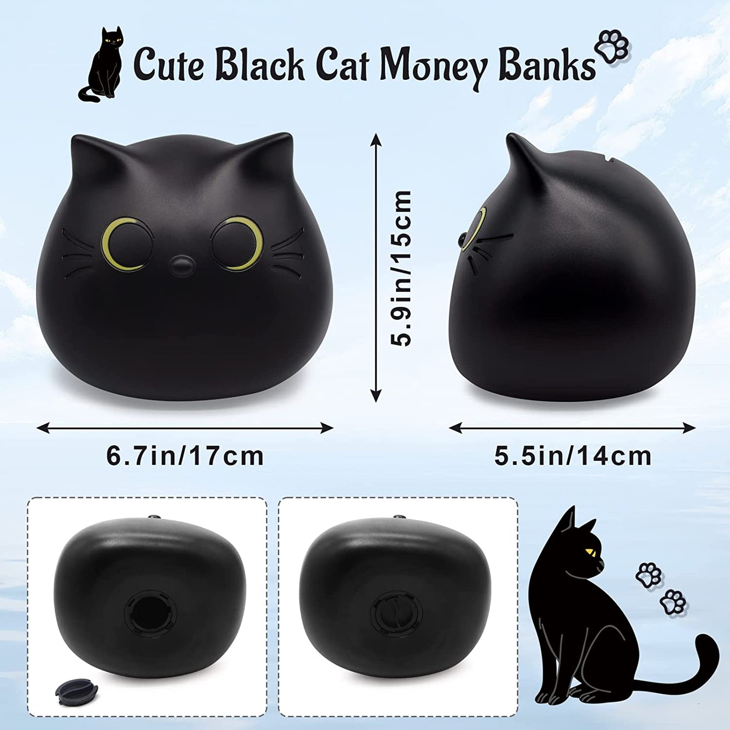 White Cow Bank Money, ATM Bank Electronic Coin Money Bank, Cute Coin Money Box Saving Coins Cash Fun Gift for Kids (black)