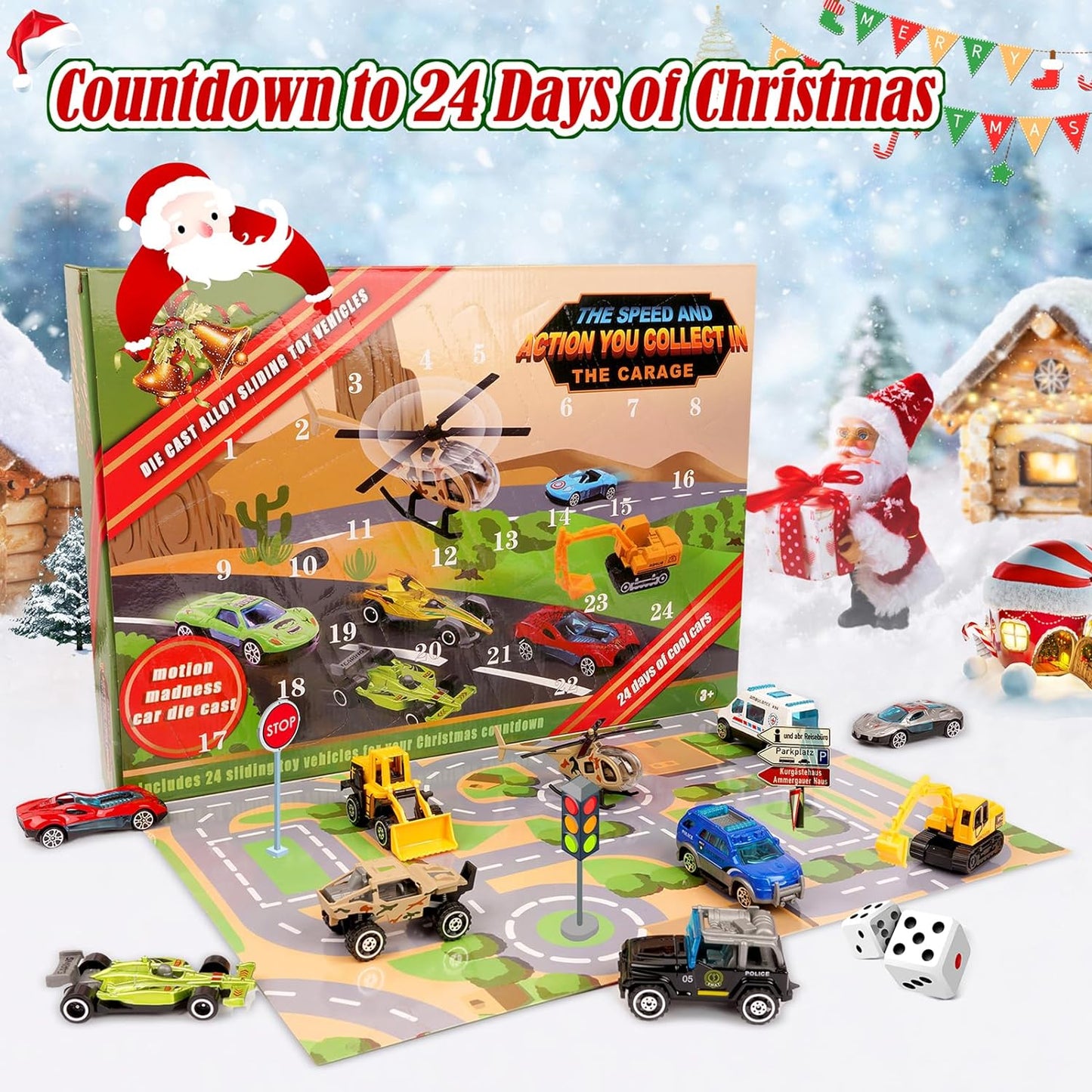 Advent Calendar 2023, Christmas Advent Calendar for Kids, 24pcs Alloy Cars for Christmas Countdown, Kids Advent Calendar Toys Gift