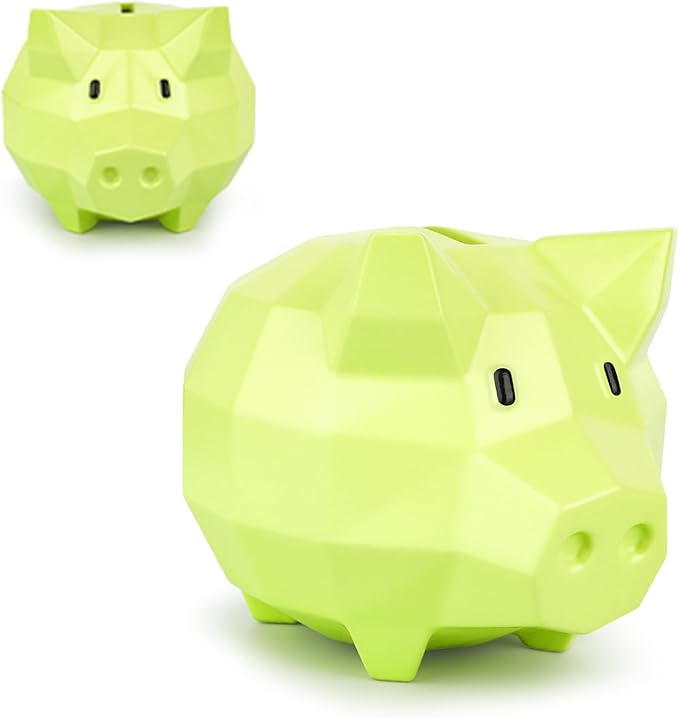 Kids Piggy Bank for Boys, Unbreakable Plastic Piggy Bank Cute Piggy Banks Practical Gifts for Birthday Christmas Easter, Piggy Bank for Kids, Boys and Girls (Green)