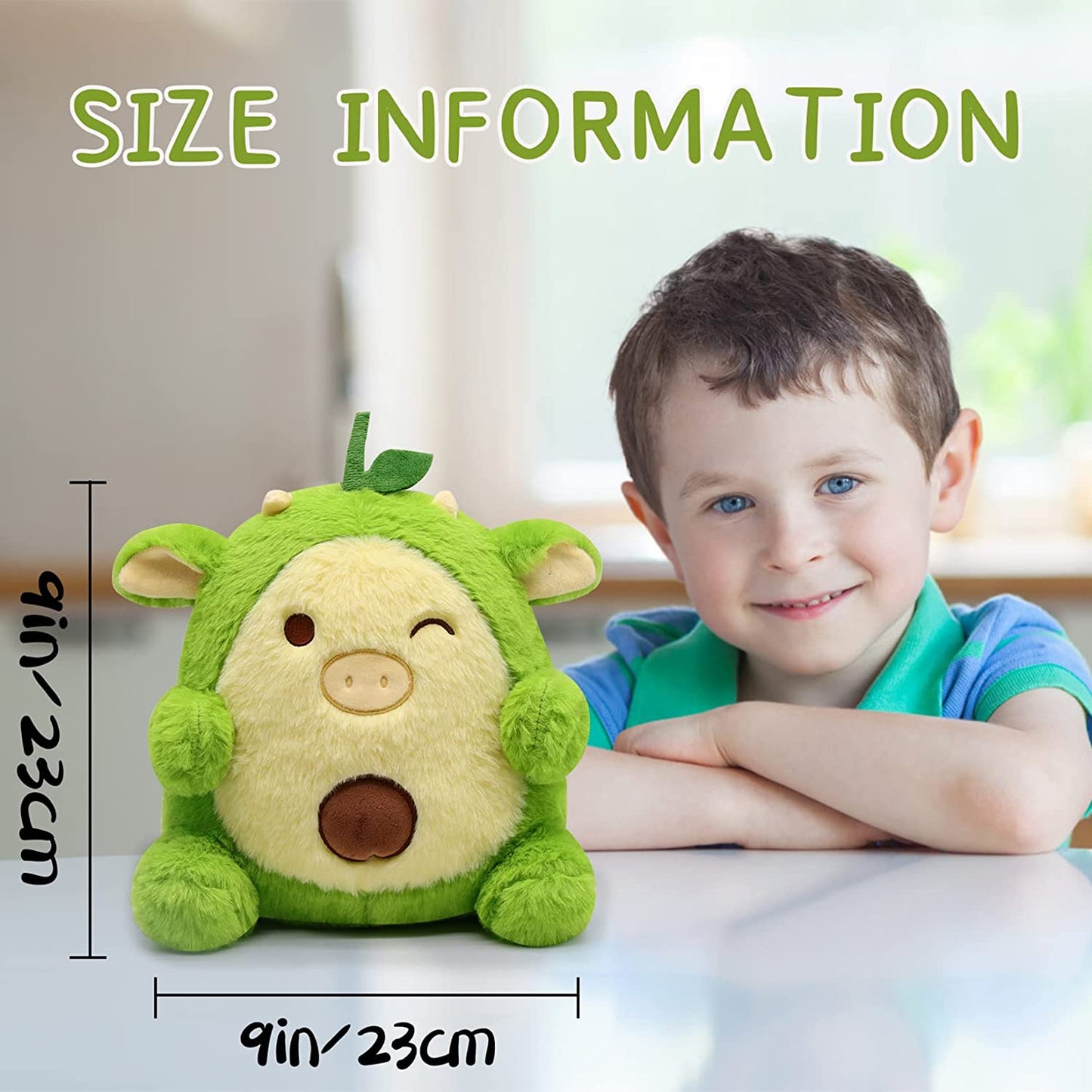 Avocado Cow Plush Toy Cow Stuffed Animals, Cute Cow Plushie Green Cow Plush Pillows, Soft Kawaii Plush Cow Stuffed Cow Plush Doll for Kids Girls Boys Birthday…