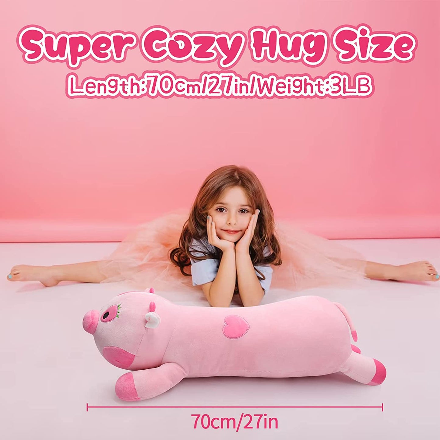 Weighted Cow Stuffed Animal - 27.5" 3lb Weighted Stuffed Animals for Anxiety Cow Weighted Throw Pillow Big Cow Plush, Birthday Gifts for Women, Girls and Males