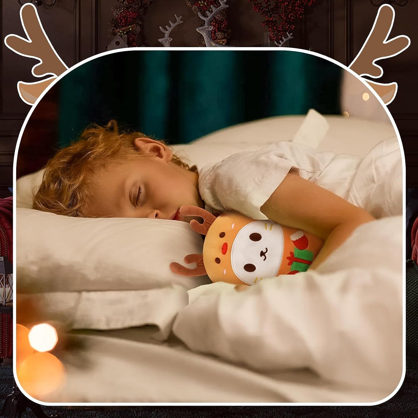 Deer Cat Plush Toys, 10inch Cute Deer Cat Stuffed Animal Deer Stuffed Animal, Soft Cat Pillow Kawaii Deer Plush Pillow for Kids Birthday, Christmas Plush Gift for Girls and Boys