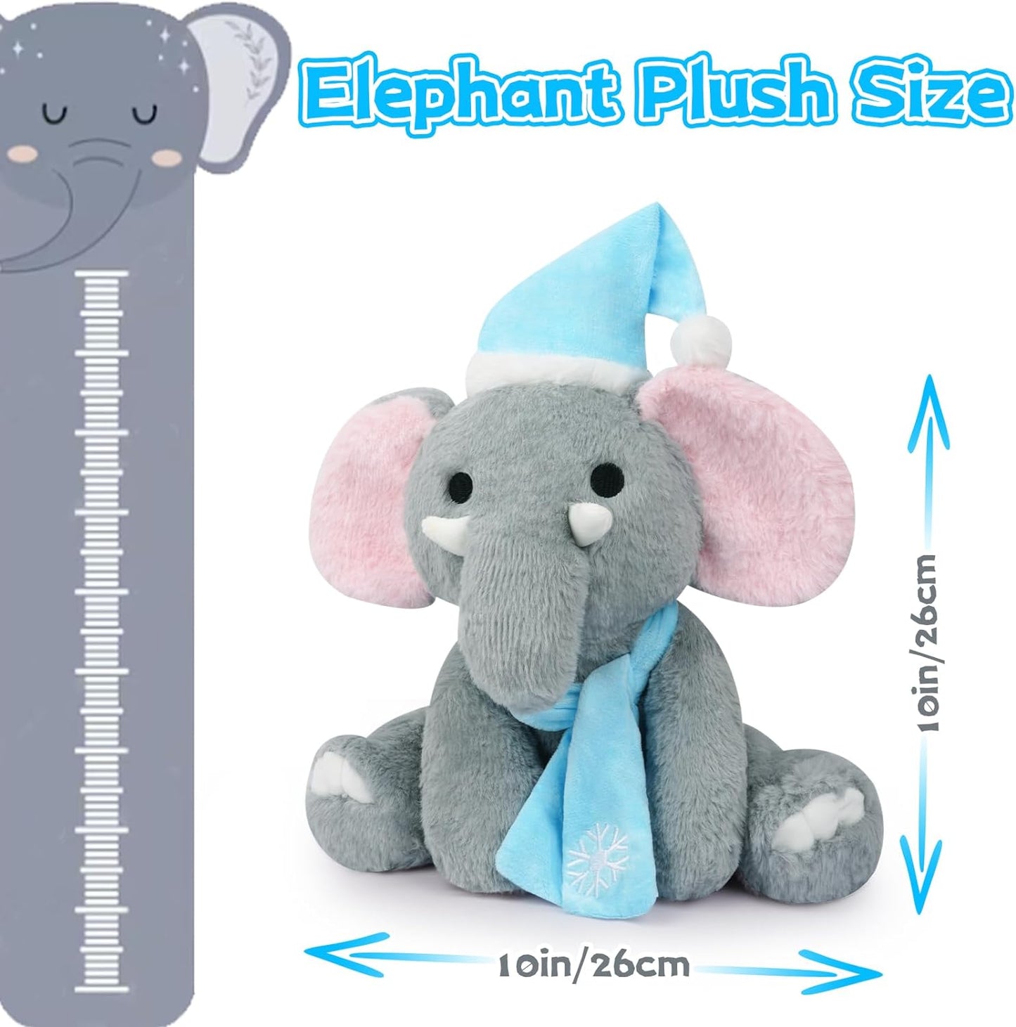 Elephant Stuffed Animal, 10" Cute Stuffed Elephant Plush Toys, Kawaii Elephant Plush Pillow for Kids, Soft Gray Elephant Plush Doll Gift for Boys Girls Birthday Christmas