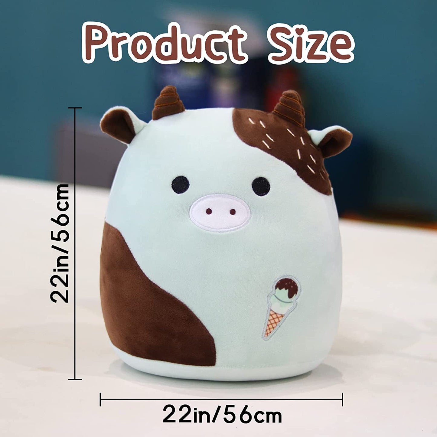 Cow Plush Pillow, Cow Stuffed Animals, Cute Stuffed Animal Cow Plushie, Soft Plush Cow Pillow Kawaii Stuffed Cow Plush Toy for Kids Girls Boys Birthday (Black)