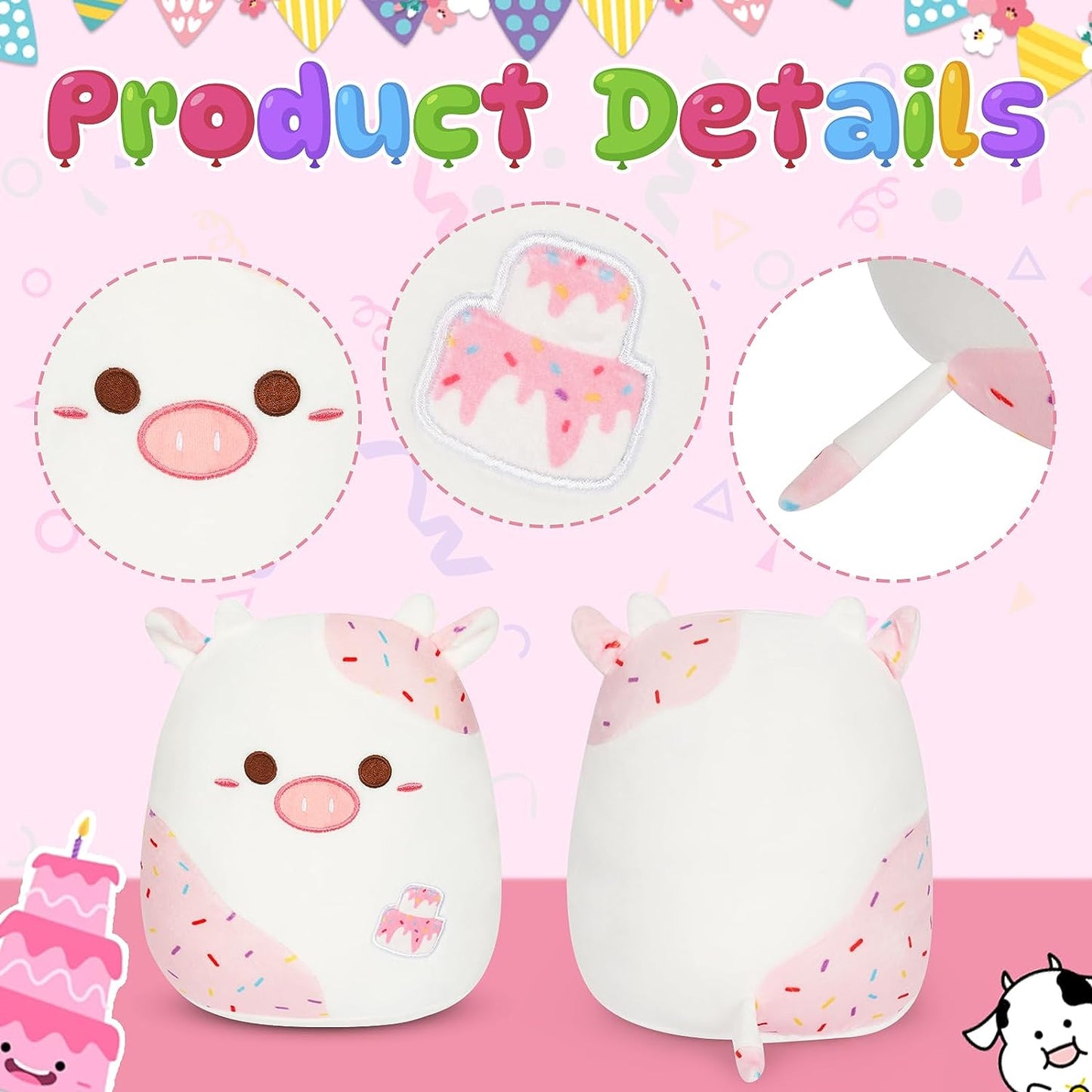 de peluche de vaca rosa de Navidad, lindo peluche de Navidad suave de vaca rosa para niños y niñas, decoración de Navidad