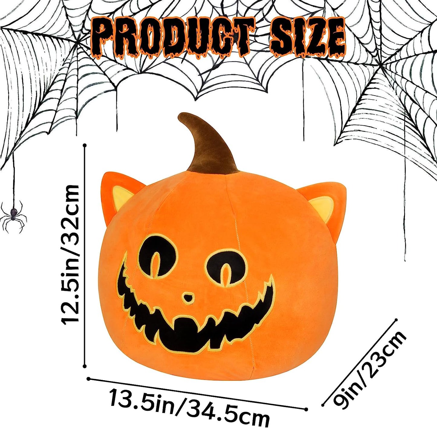 Almohada de felpa de calabaza de animales de peluche de Halloween de 15 pulgadas, juguete de peluche de calabaza Kawaii, felpa de calabaza suave, regalo para niños, cumpleaños, decoración de Halloween