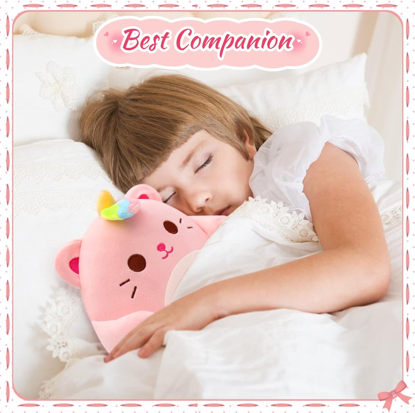 Cat Plush Toy Cat Stuffed Animals, Cute Pink Cat Plushies for Girls, Kawaii Soft Cat Plush Pillow Stuffed Cat Plush Toys for Kids Birthday Christmas Home Decor