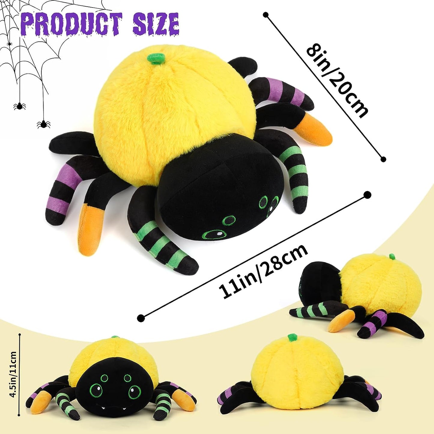 Juguete de peluche de Halloween con araña de calabaza Kawaii, peluche de araña de calabaza, linda araña de peluche de Halloween, regalo de peluche suave para niños, Halloween, cumpleaños