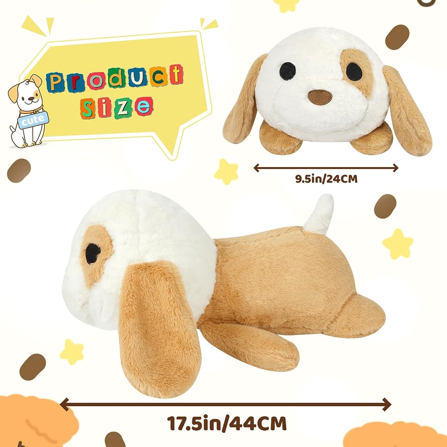 Dog Plush Pillow, 17.5Inch Cute Stuffed Animal Toy, Dog Plushies Doll Gift for Kids Girlfriend Dog Theme Party Favor Birthday Baby Room Decor for Dog Lovers- Dog Stuffed Anima