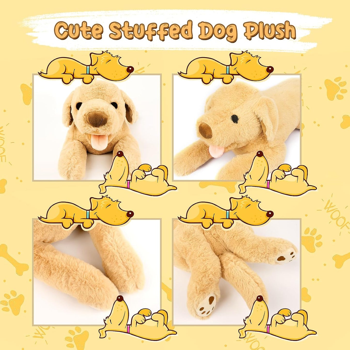 Dog Stuffed Animal Toy, 21'' Soft Dog Plush Pillow, Cute Labrador Plush Toys, Dog Plushies Doll Gift for Kids Girlfriend