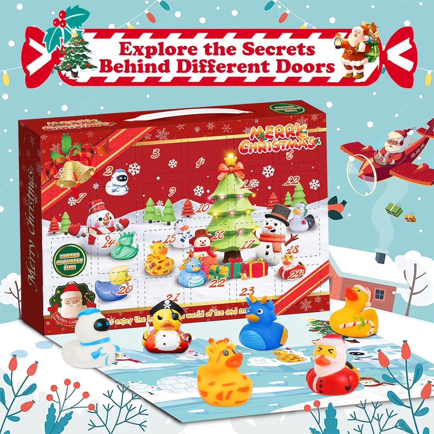 Christmas Advent Calendar 2023, 24pcs Christmas Cute Rubber Ducks,Christmas Countdown Advent Calendar,Christmas Gifts For Kids and Adults,Baby Shower(Rubber Ducks Style1)