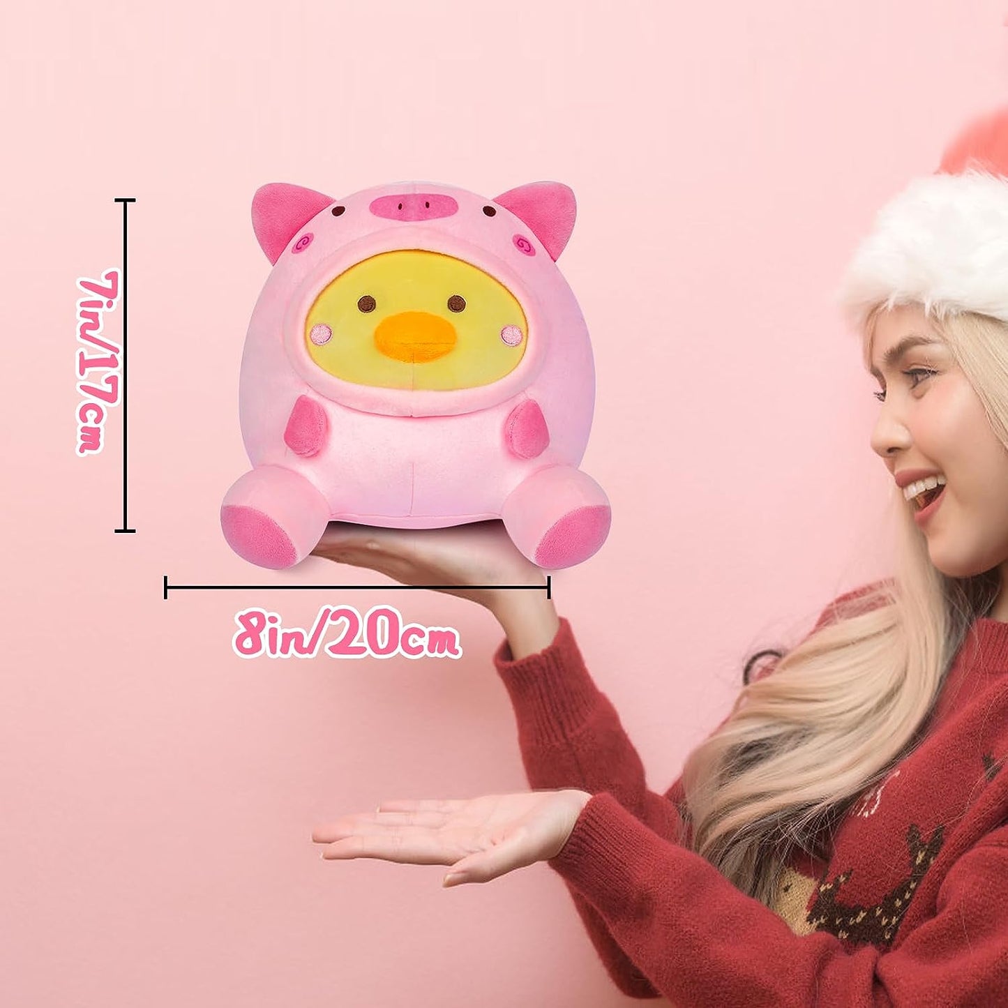 Almohada de peluche de pato, pato rosa, muñeca de peluche de cerdo