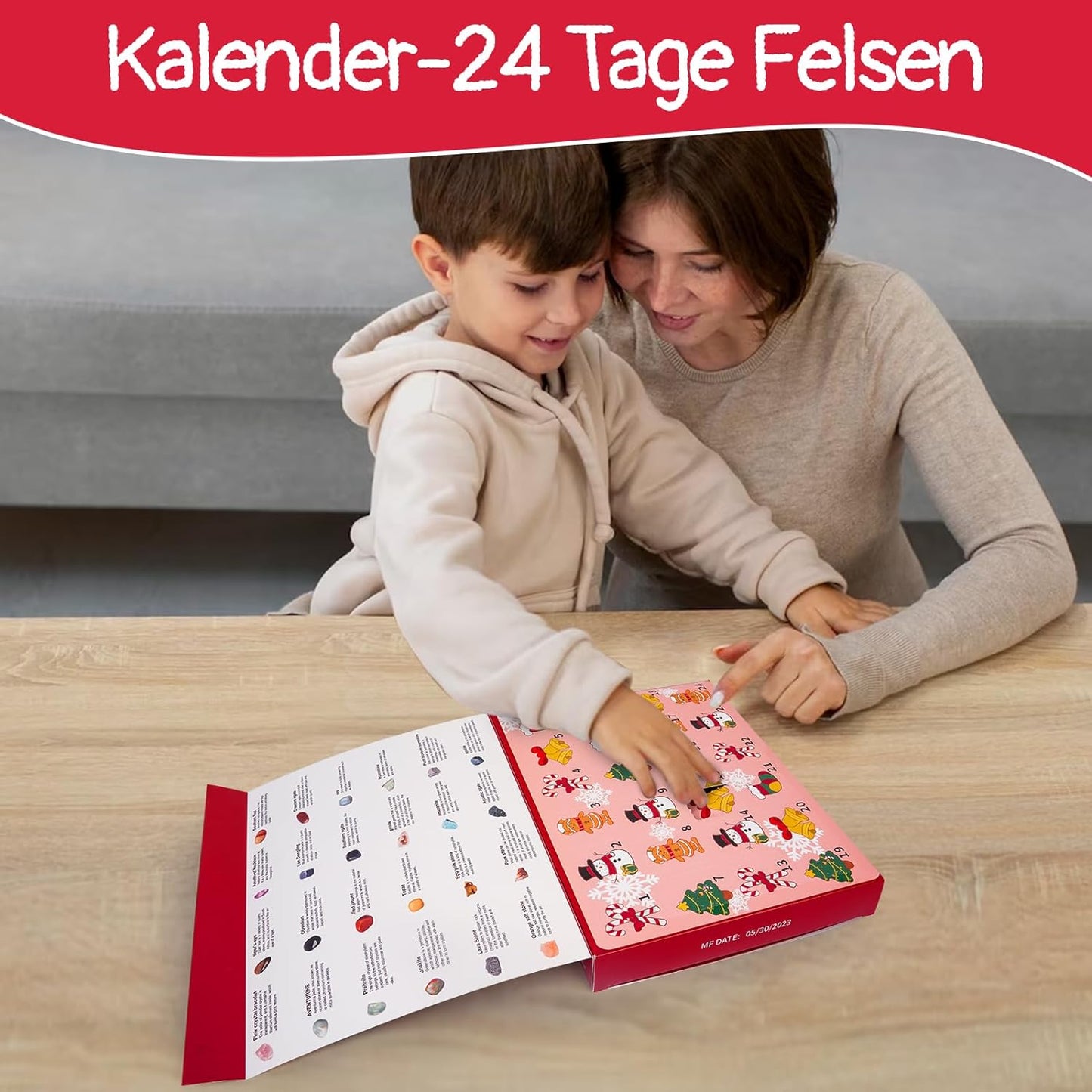 Adventskalender 2023 Kristalle, Kinder Adventskalender Edelsteine 2023, 24 Tage Weihnachten Adventskalender Countdown Überraschungen, Geschenkidee für Frauen und Kinder